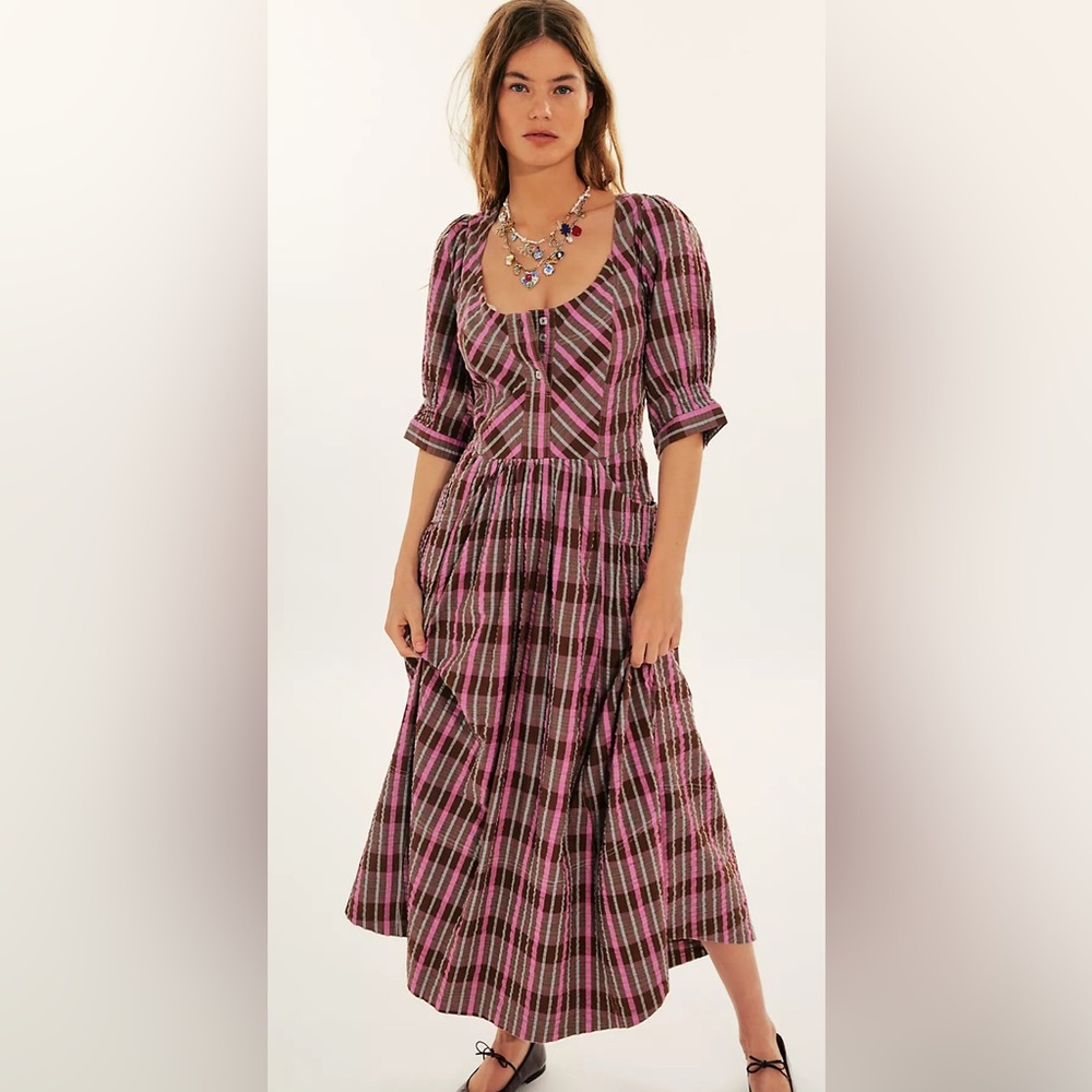 Free People Tulie Plaid Midi Dress